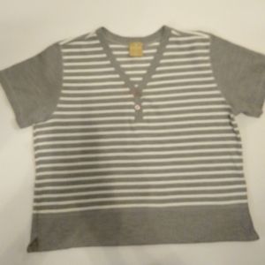 Lady's Gray and White Stripe Top by Partners.  Size 2X
